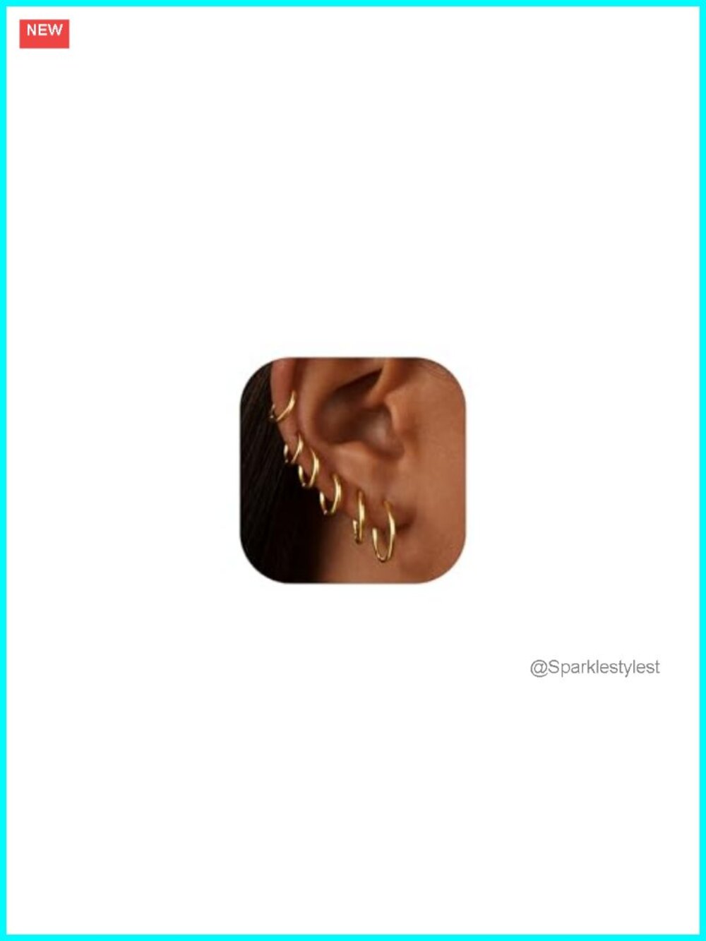 Hypoallergenic Stainless Steel Hoop Earrings Set - 6 Pairs, 14K Gold-plated,